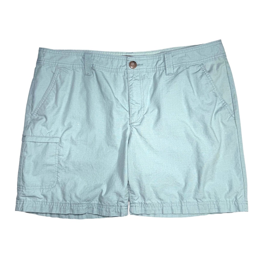 Eddie Bauer Womens Cargo Hiking Shorts 16 Blue Ripstop 100% Cotton Utility Trail - Picture 8 of 11